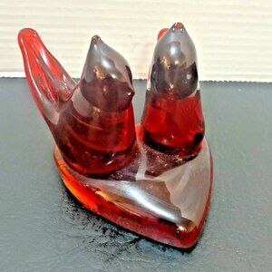 Rare/Orig/VNTG Titans of Love Double Cardinals,  Glass, Signed W. Ward 1988